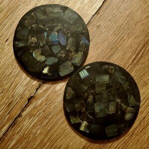 Pair Of Gorgeous Labradorite Coasters